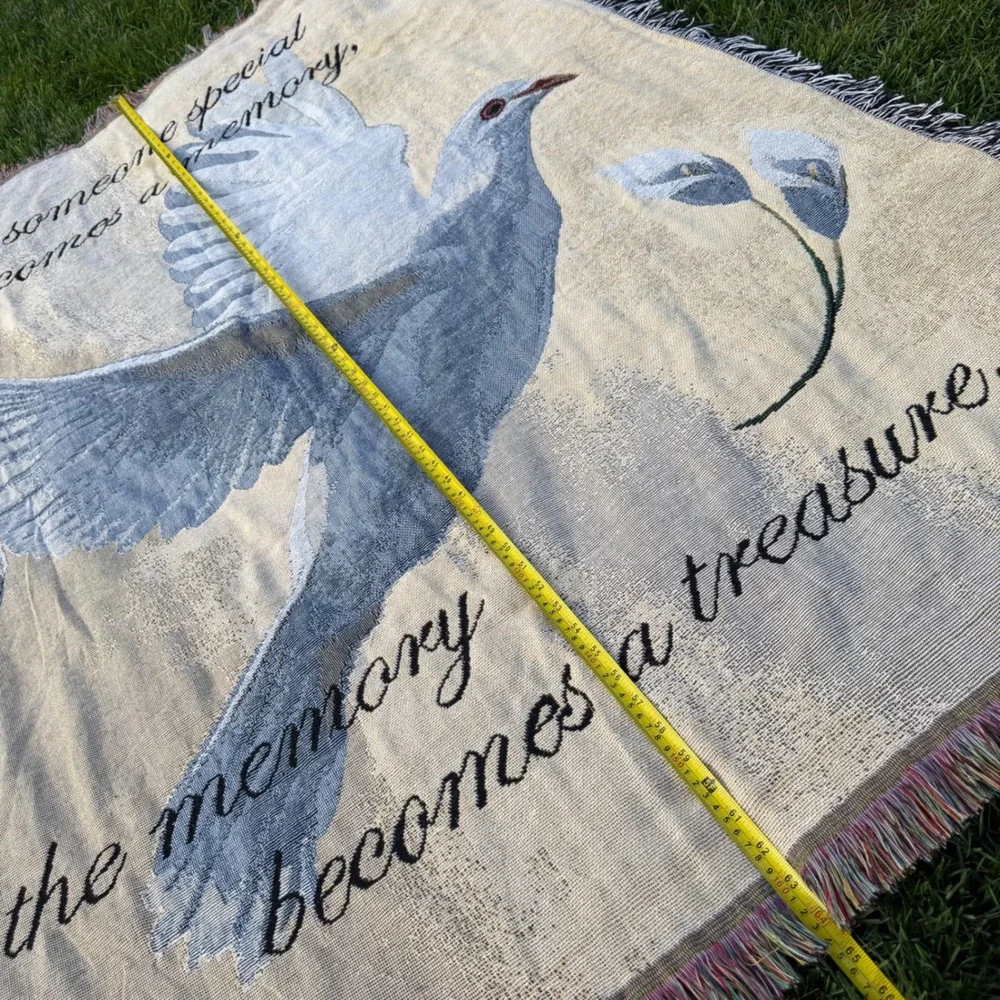 A+ Memorial Woven Tapestry Throw Blanket Dove Sympathy Gift Fringed Edge 48x64